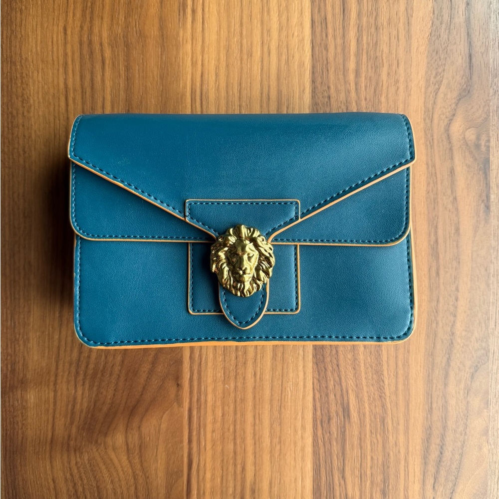 Anne Klein Blue Crossbody Bag with Gold Accent